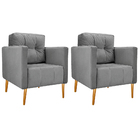 Kit 02 Poltronas Juliete Pés Palito Suede - Doce Sonho Móveis