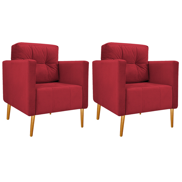 Kit 02 Poltronas Juliete Pés Palito Suede - Doce Sonho Móveis