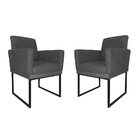 Kit 02 Poltronas Klara Base Ferro Preto Suede - Estopar - Sue