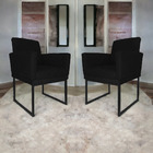 Kit 02 Poltronas Klara Base Ferro Preto Suede - Estopar - Sue