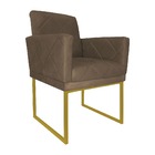 Kit 02 Poltronas Klara Decorativa Base Ferro Dourado Suede -