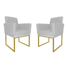 Kit 02 Poltronas Klara Decorativa Base Ferro Dourado Suede -