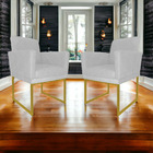 Kit 02 Poltronas Klara Decorativa Base Ferro Dourado Suede -