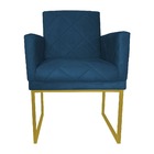 Kit 02 Poltronas Klara Decorativa Base Ferro Dourado Suede -