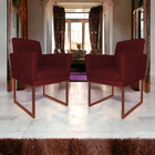 Kit 02 Poltronas Klara Para Sala Base Ferro Bronze Suede - Es