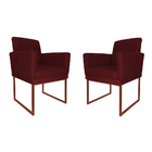 Kit 02 Poltronas Klara Para Sala Base Ferro Bronze Suede - Es