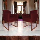 Kit 02 Poltronas Klara Para Sala Base Ferro Bronze Suede - Es