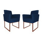 Kit 02 Poltronas Klara Para Sala Base Ferro Bronze Suede - Es