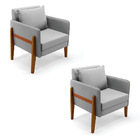 Kit 02 Poltronas Lana Suede Base De Madeira D03 - D'rossi - C