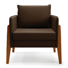 Kit 02 Poltronas Lana Suede Base De Madeira D03 - D'rossi - M