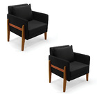 Kit 02 Poltronas Lana Suede Base De Madeira D03 - D'rossi - P