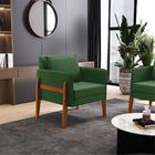 Kit 02 Poltronas Lana Suede Base De Madeira D03 - D'rossi - V