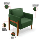 Kit 02 Poltronas Lana Suede Base De Madeira D03 - D'rossi - V