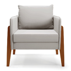 Kit 02 Poltronas Lana Veludo Cinza Base De Madeira