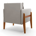 Kit 02 Poltronas Lana Veludo Cinza Base De Madeira