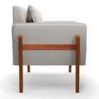 Kit 02 Poltronas Lana Veludo Cinza Base De Madeira