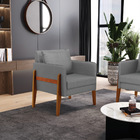 Kit 02 Poltronas Lana Veludo Luxo Base De Madeira - D'rossi -