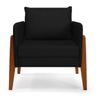 Kit 02 Poltronas Lana Veludo Luxo Preto A81 Base De Madeira -