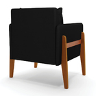 Kit 02 Poltronas Lana Veludo Luxo Preto A81 Base De Madeira -