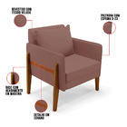 Kit 02 Poltronas Lana Veludo Rosê Base De Madeira