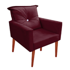 Kit 02 Poltronas Lara Decorativa Palito Luxo Tecido Bordo