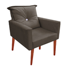 Kit 02 Poltronas Lara Decorativa Palito Luxo Tecido Marrom