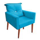 Kit 02 Poltronas Lara Decorativa Palito Luxo Tecido Turquesa