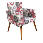 Kit 02 Poltronas Lari Estampado Floral D32 Pés Palito Castanh