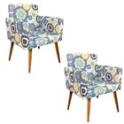 Kit 02 Poltronas Lari Estampado Mandala D24 Pés Palito Castan