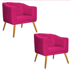 Kit 02 Poltronas Larissa Palito Mel Suede Pink - Amarena Móve