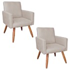 Kit 02 Poltronas Larissa Suede Bege Pes