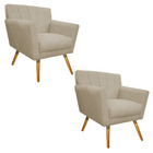Kit 02 Poltronas Laura Palito Mel Suede Bege - Amarena Móveis