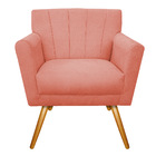 Kit 02 Poltronas Laura Palito Mel Suede Coral - Amarena Móveis