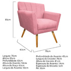 Kit 02 Poltronas Laura Palito Mel Suede Rosa Bebê - Amarena M