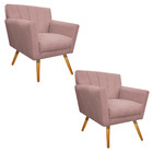 Kit 02 Poltronas Laura Palito Mel Suede Rosê - Amarena Móveis
