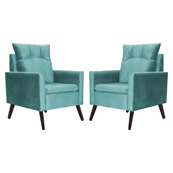 Kit 02 Poltronas Ligia Luxo Veludo Cores - Ds Estofados - Azu