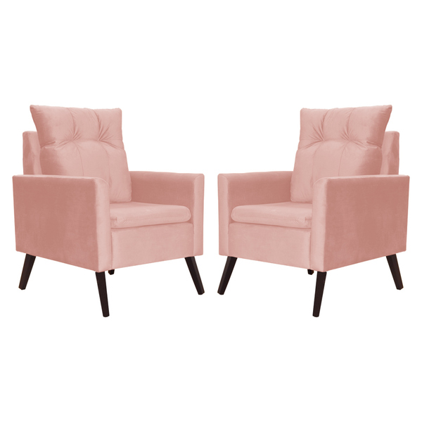 Kit 02 Poltronas Ligia Luxo Veludo Cores - Ds Estofados - Rosa
