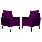Kit 02 Poltronas Ligia Luxo Veludo Cores - Ds Estofados - Roxo