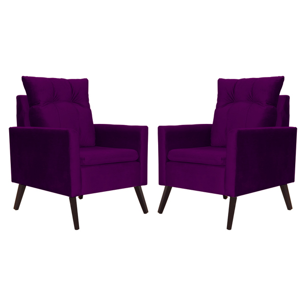 Kit 02 Poltronas Ligia Luxo Veludo Cores - Ds Estofados - Roxo