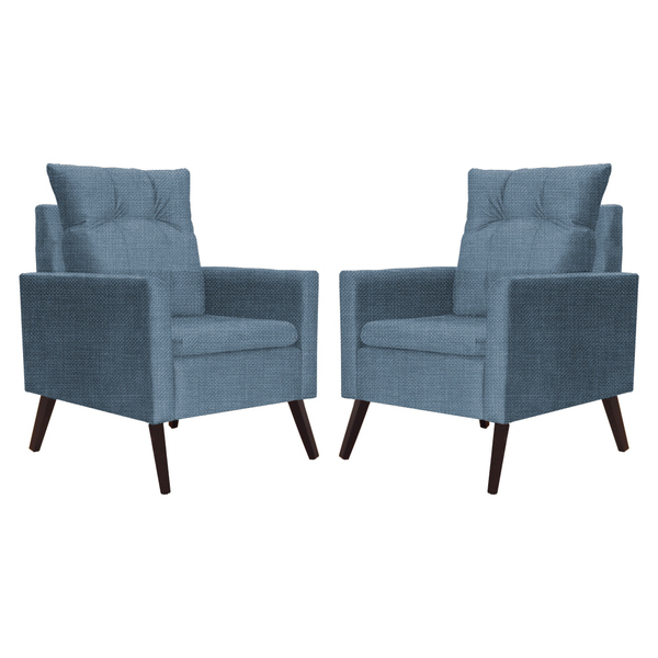 Kit 02 Poltronas Ligia Para Sala Linho Cores - Ds Estofados -