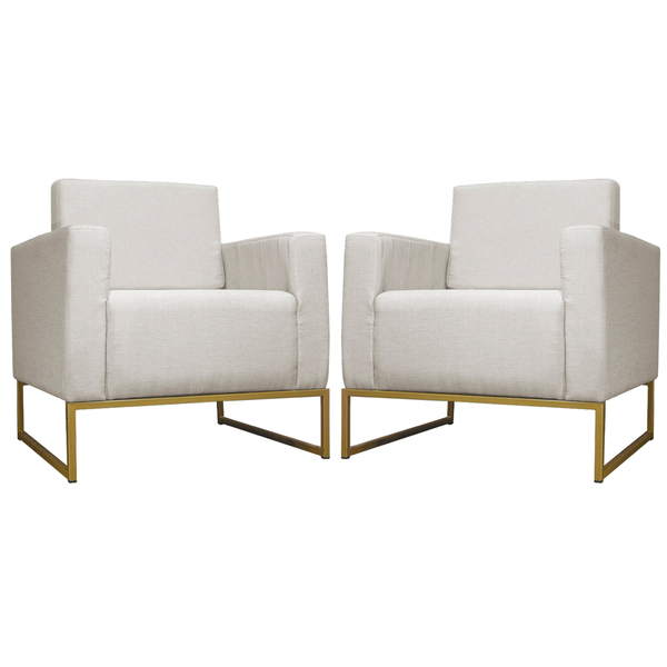 Kit 02 Poltronas Lilly Base De Metal Dourada Suede Escolha Su