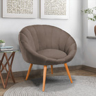 Kit 02 Poltronas Lina Veludo Grafite Pés Palito Castanho - D'