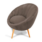 Kit 02 Poltronas Lina Veludo Grafite Pés Palito Castanho - D'