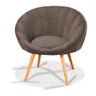 Kit 02 Poltronas Lina Veludo Grafite Pés Palito Castanho - D'