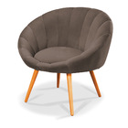 Kit 02 Poltronas Lina Veludo Grafite Pés Palito Castanho - D'