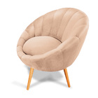 Kit 02 Poltronas Lina Veludo Perola Pés Palito Castanho - D'r