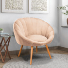 Kit 02 Poltronas Lina Veludo Perola Pés Palito Castanho - D'r