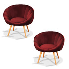 Kit 02 Poltronas Lina Veludo Pés Palito Castanho - D'rossi -