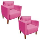 Kit 02 Poltronas Lívia Corino Pink Pés Chanfrado D'rossi