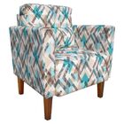 Kit 02 Poltronas Lívia Estampado Traçados Azul Turquesa D33 P